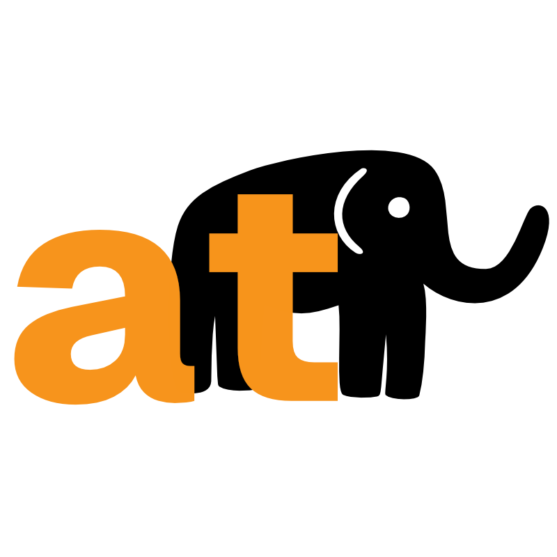 Accessible Thinking logo — elephant mark with at wordmark